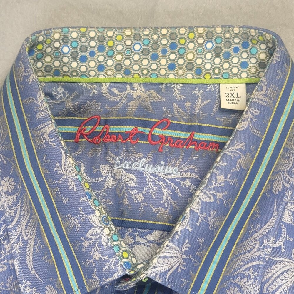 Robert Graham Exclusive Contrast Cuff Long Sleeve Shirt Men's 2XL